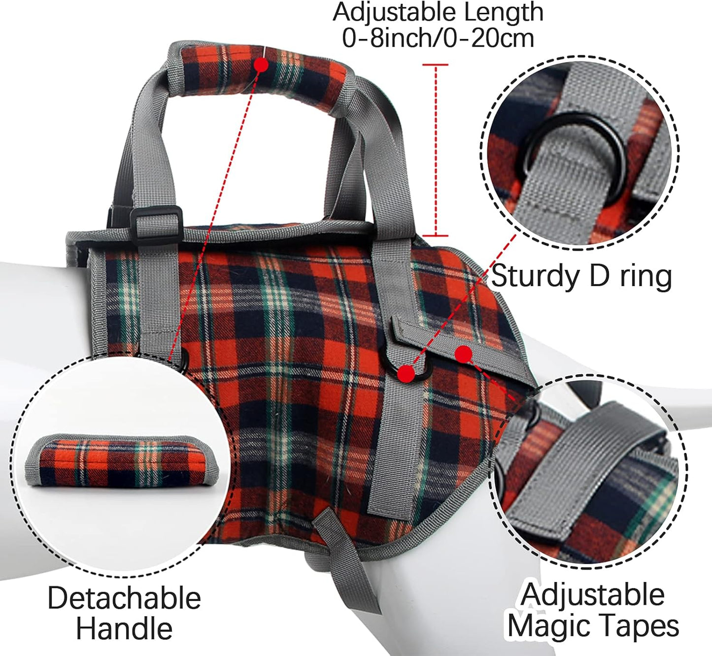 Dog Lift Harness, Grid Pet Rear Support Aid Veterinarian Approved Sling for Old K9 Help with Poor Stability, Back Leg Hip Disabled Joint Injury Elderly Arthritis ACL Rehabilitation Rehab