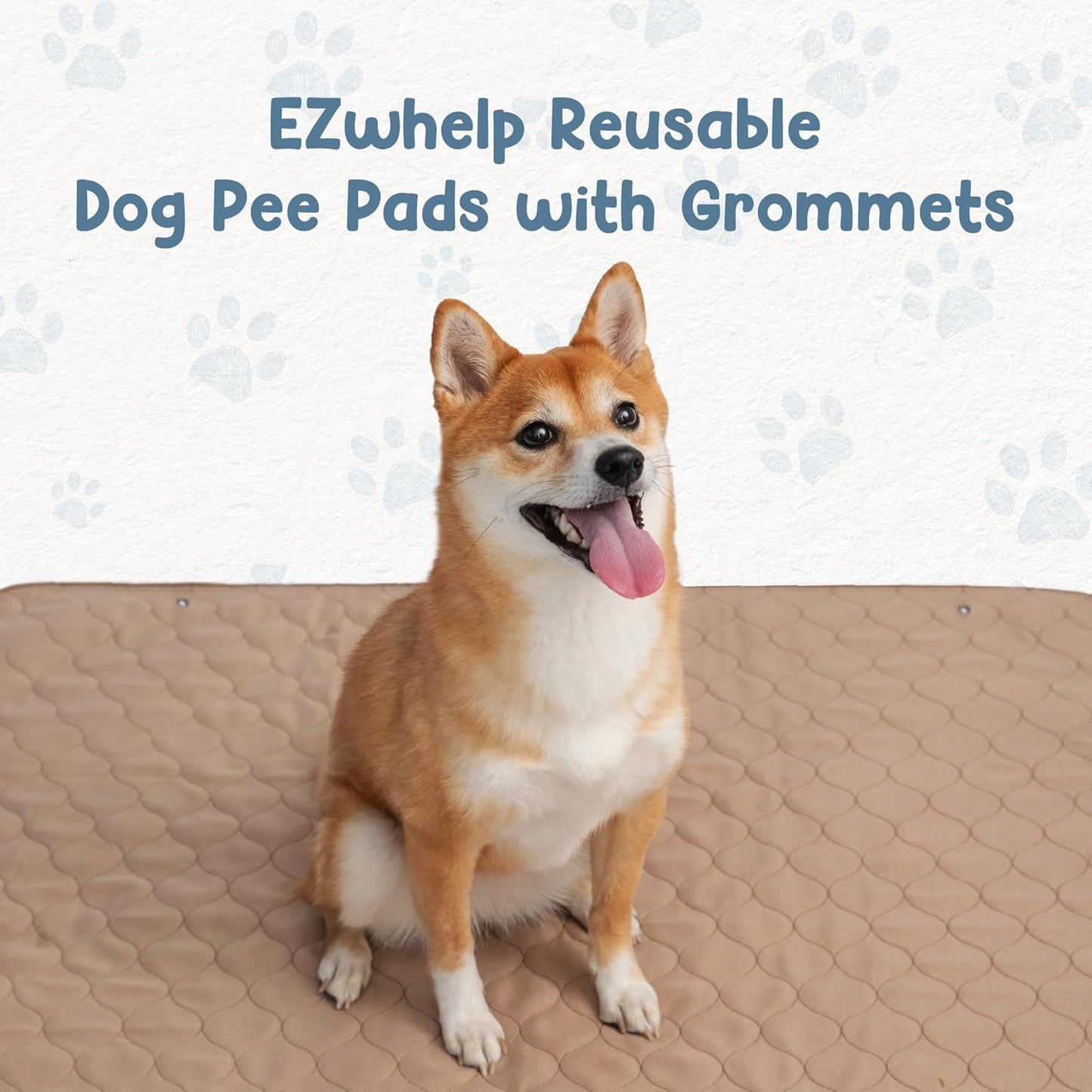 Reusable Dog Pee Pads - Dogs Waterproof Training Pads - Washable & Sanitary - Rounded Corners - Laminated, Lightweight, Durable - Pet Essentials Puppy Training, Whelping - 41"X41" W/ Grommets